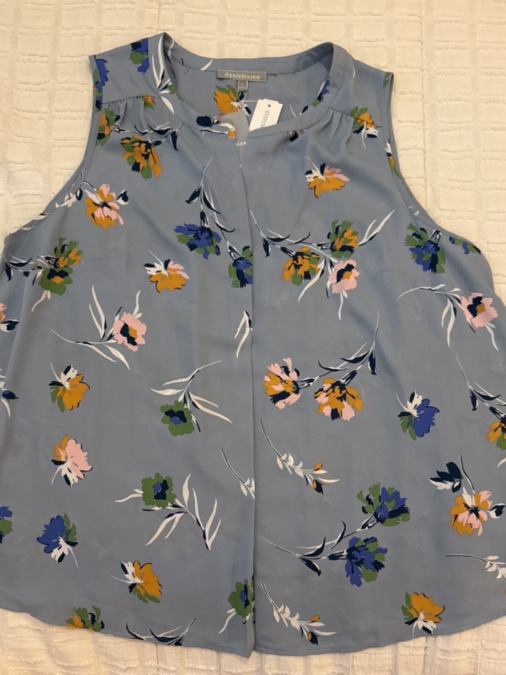 Daniel Rainn Justina Pleat Detail Blouse 2X  Floral Sleeveless NWT Stitch Fix